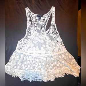 Forever 21 White All Lace Tank